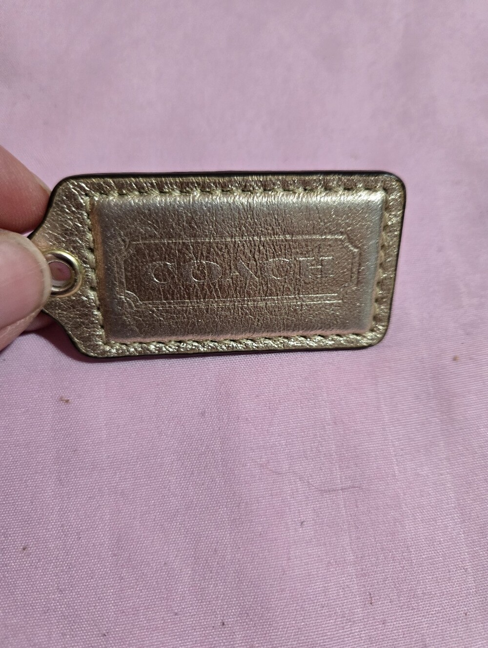 Coach Metallic Gold Leather Bag Tag